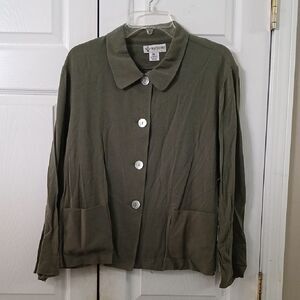 Winterport olive green lightweight wool blend button front jacket Sz XL NWT